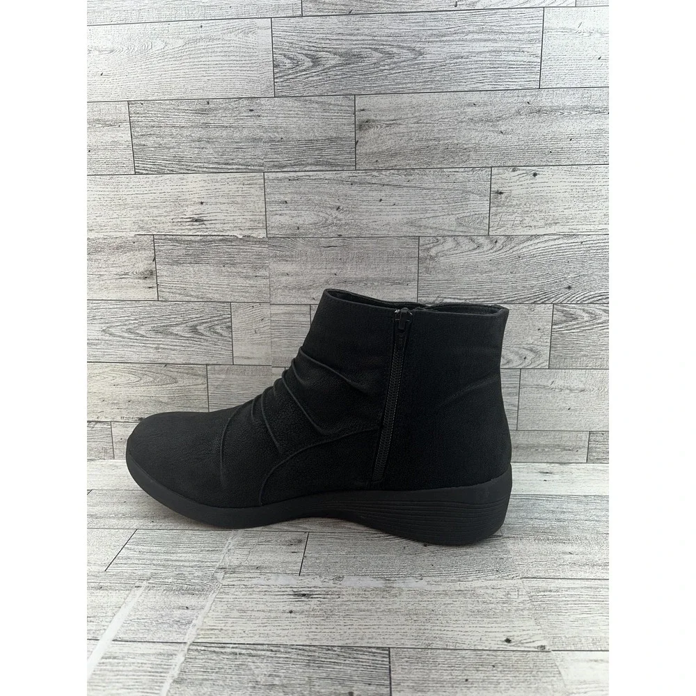 Skechers Boots Womens Size 11 Black BBK‎ 167251 Faux Fur Lined Zip Ankle Shoes